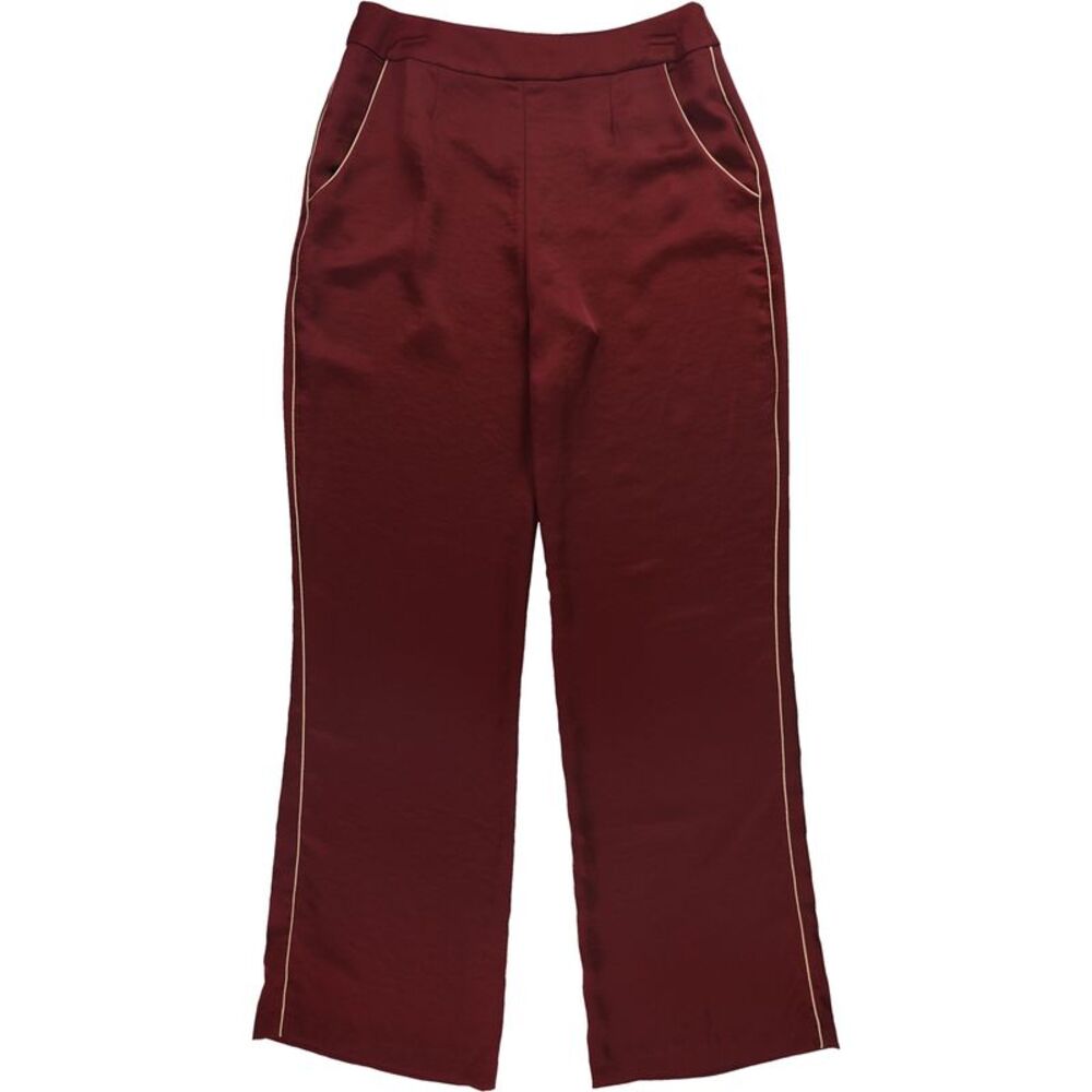 Leyden Womens Piped Wide Leg Casual Pants, Red, M, DM